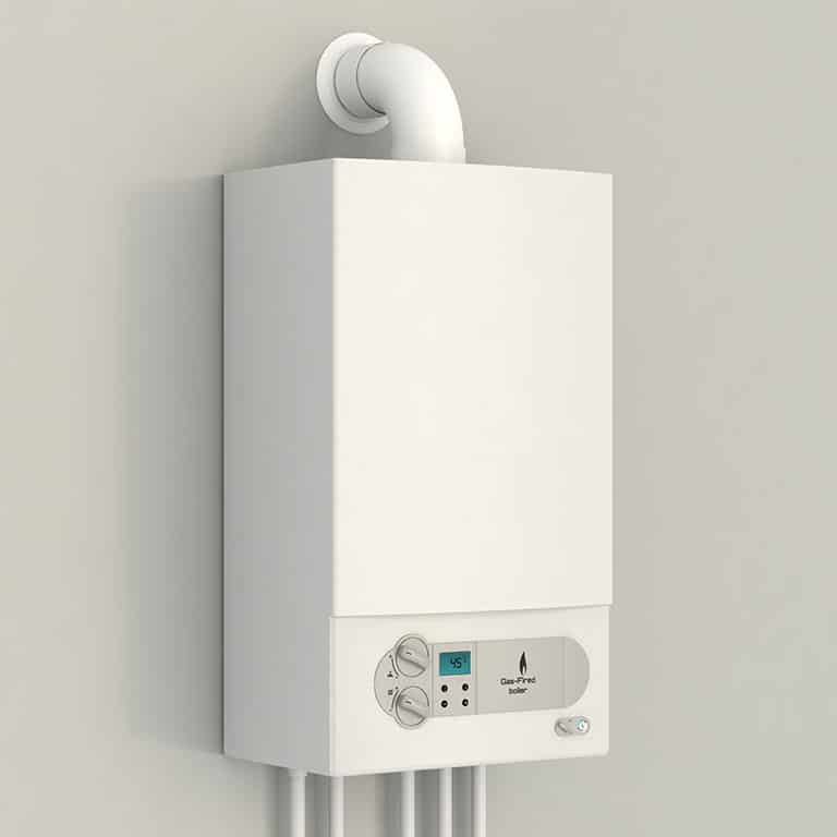 Tankless water heater on wall
